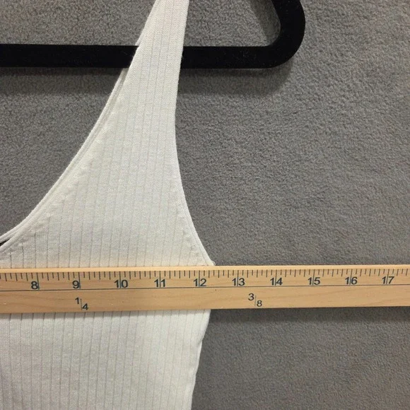 Divided White Ribbed Crop Top Women's Size Small Casual Festival Beach Summer - Picture 5 of 6